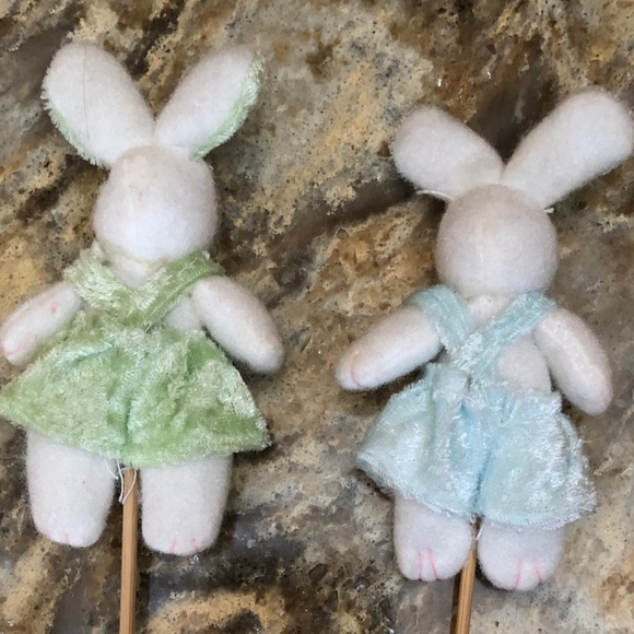 Two Easter Bunny Floral Picks for Easter Basket, Flower Arrangement, 9" high - Picture 3 of 5